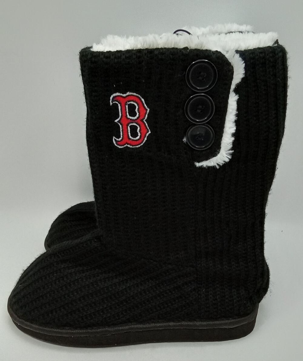 Boston Red Sox Foco Knit Button High Boot Slipper Women's Size Large 9-10